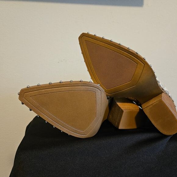 Snakeskin cowboy bootie with silver studs Steve Madden CAMRYN size 6 - Picture 4 of 5